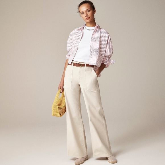 NWT J Crew Camp-Pocket Wide-Leg Pants in Natural - 26 - Picture 6 of 7